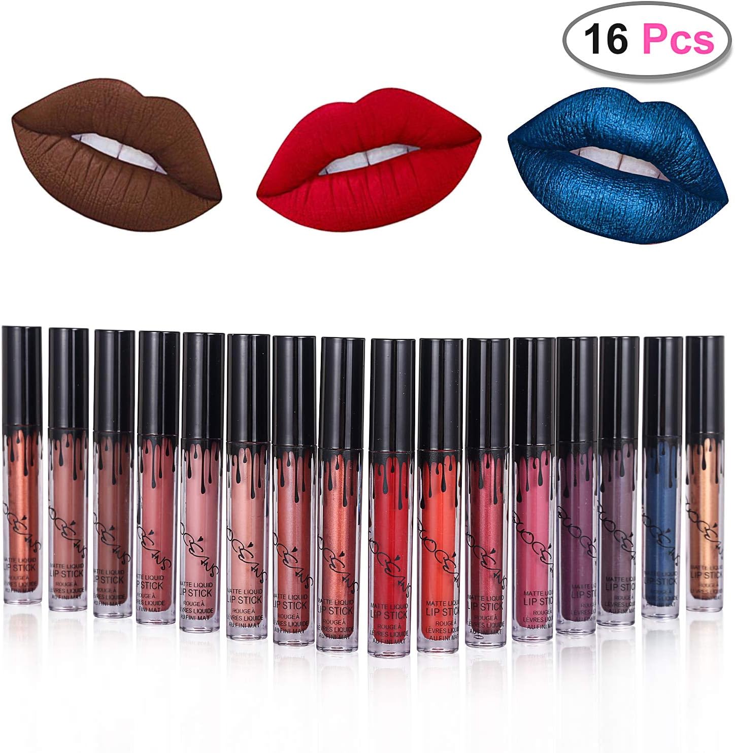 Rouge à Lèvres 16 Couleurs Longue Durée Waterproof Rouge à Lèvres Mat Liquide Beauté Brillant Lip Gloss Matte Longue Tenue Gloss Liquid Lipstick