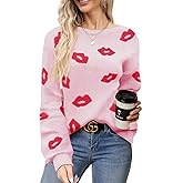 Sweater for Women Lip Pullover Sweaters Cute Lips Long Sleeve Crewneck Casual Sweaters Top