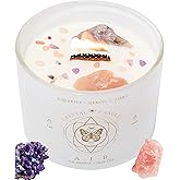 Aquarius, Gemini, Libra Gifts for Women - 12oz Wood Wick Candles That Crackle with Crystals and Healing Stones. Healing Crystal Candles for Women Home Scented. Soy Wax, for Zodiac Birthdate
