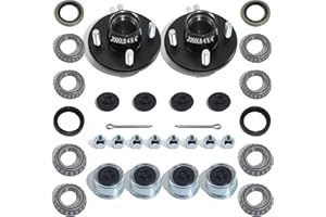 iBroPrat 2 Sets Trailer Hub Kit 4 Bolt 4, Trailer Axle Kit for 2000 lb 4 Lug Trailer Hub Fits 1" and 1-1/16" Spindle with Extra Dust Cap and Rubber Plug