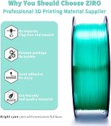 ZIRO PLA Filament 1.75mm Translucent Cyan 1kg for FDM 3D Printers view 4