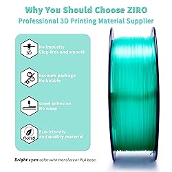 ZIRO PLA Filament 1.75mm, Translucent 3D Printer