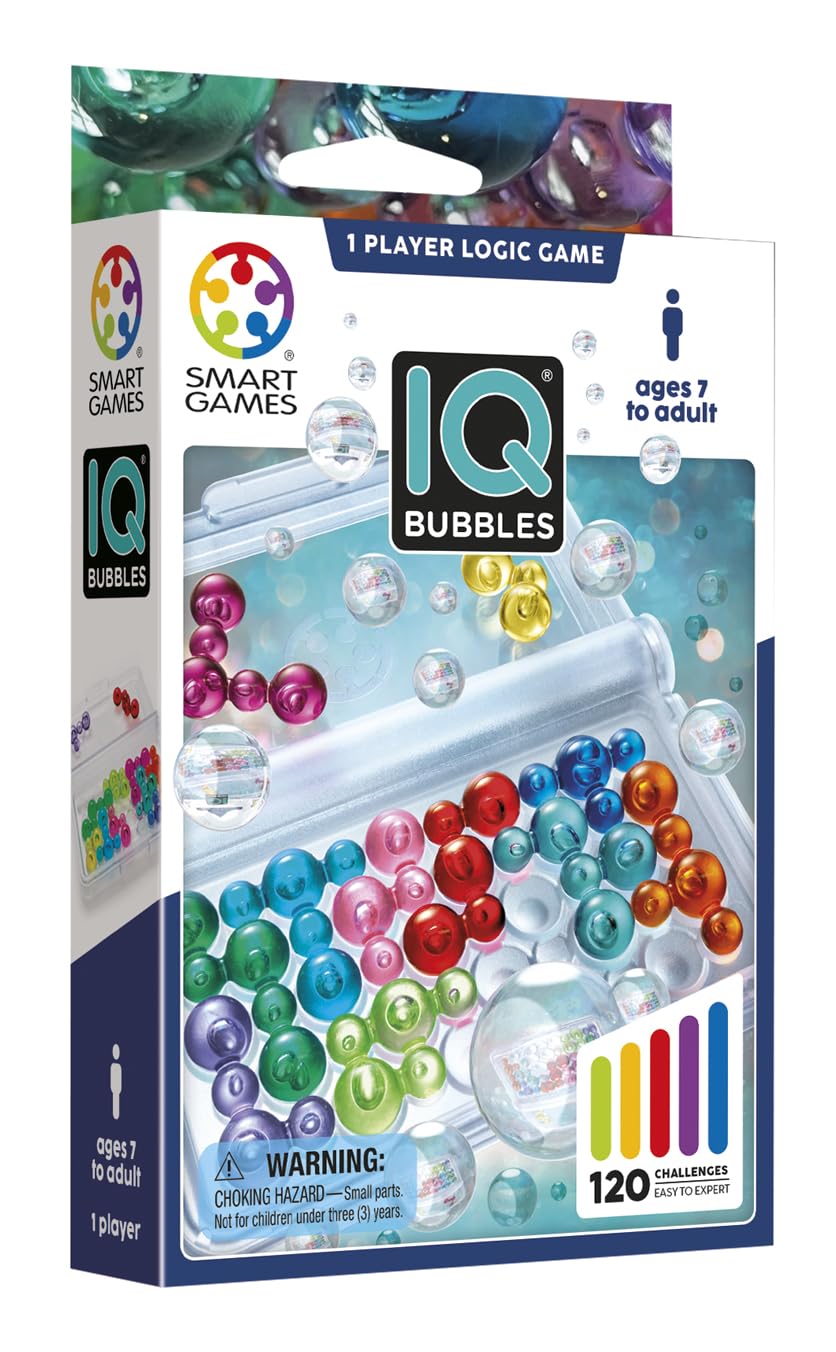 SmartGames IQ Bubbles | Boost Logic and Problem Solving Skills | 120 Challenges from Easy to Expert | Great for Ages 7 - Adult | A Fun Travel Game in a Portable Case