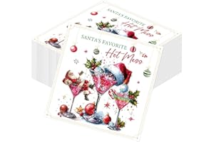 Deorfuy Christmas Cocktail Napkins Paper Disposable,100PCS Funny Christmas Cocktail Napkin Party Decoration, Winter Holiday Xmas Towels Decor