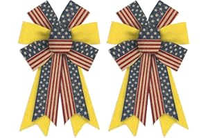 On-Airstore 2 pcs American Flag Wreath Bows Patriotic Bows for Wreaths, Stars and Strips Ribbon Bows 4th of July Decor Bows for Independence Day Indoor Outdoor Decoration Wreath Ornament Supplies