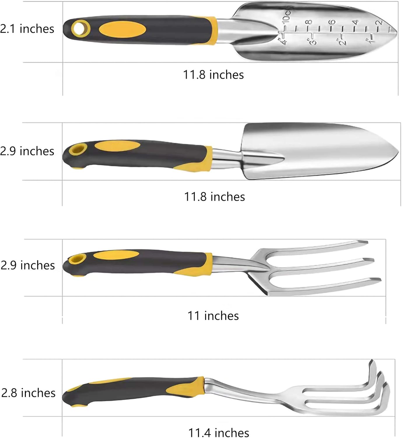 DFSQ Garden Tools Set, Ergonomic 4 Piece Gardening Kit Includes Hand Trowel, Transplant Trowel, Cultivator and Hand Rake, Durable and Delicate Garden Gift : Garden & Outdoor