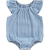 Mubineo Baby Girl Boy Summer Cotton Linen Romper Clothes Basic Plain Ruffle Sleeveless Comfy Rompers Newborn Tops
