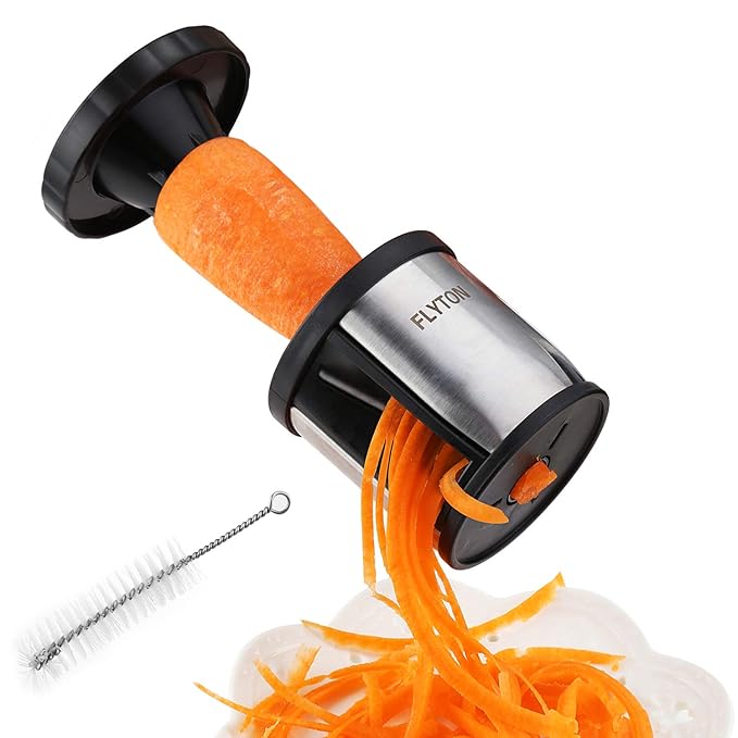 FLYTON Vegetable Spiralizer, Stainless Steel Handheld Spiralizer Slicer,Small & Easy Clean