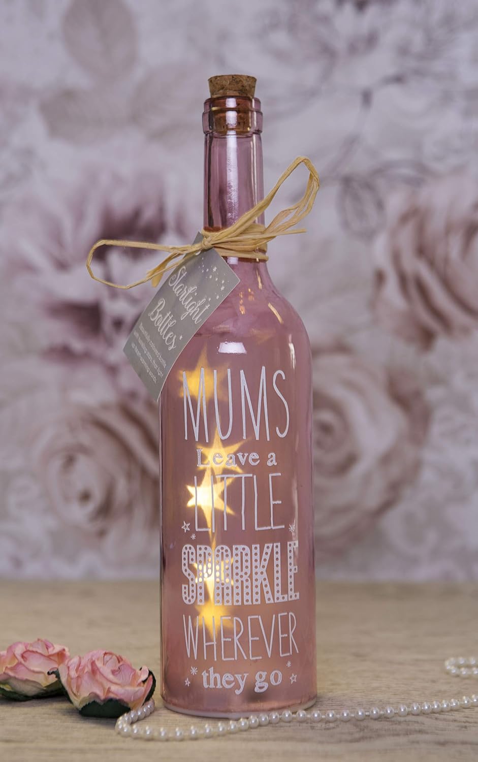 Boxer Gifts SB1111 Light-Up LED 'Mums Leave a Little Sparkle' Glass Starlight Bottle, Light Pink, 6.70 x 6.70 x 29.50 cm - Image 4