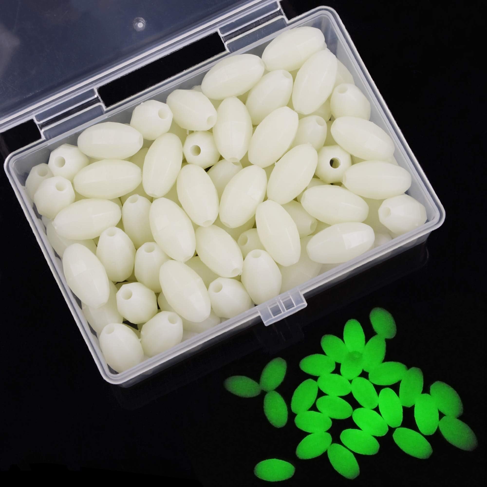 100pcs/lot Luminous Fishing Beads Plastic Oval Egg Bead Glow in Dark Lure Floating Float Tackles