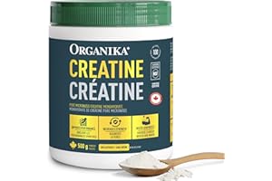 Organika Canadian-Made Creatine Powder - Pure Micronized Creatine Monohydrate - NSF Certified - Supports Strength, Muscle, Re