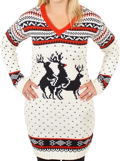 white christmas sweater dress