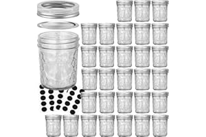VERONES Mason Jars 6 OZ, 30 PACK 6oz Mason jars Canning Jars Jelly Jars With Lids, Ideal for Jam, Honey, Wedding Favors, Shower Favors