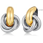 FILMOON Gold Geometric Drop Dangle Earrings for Women Chunky Trendy Knot Stud Small Twisted Link Earring Jewelry Gift