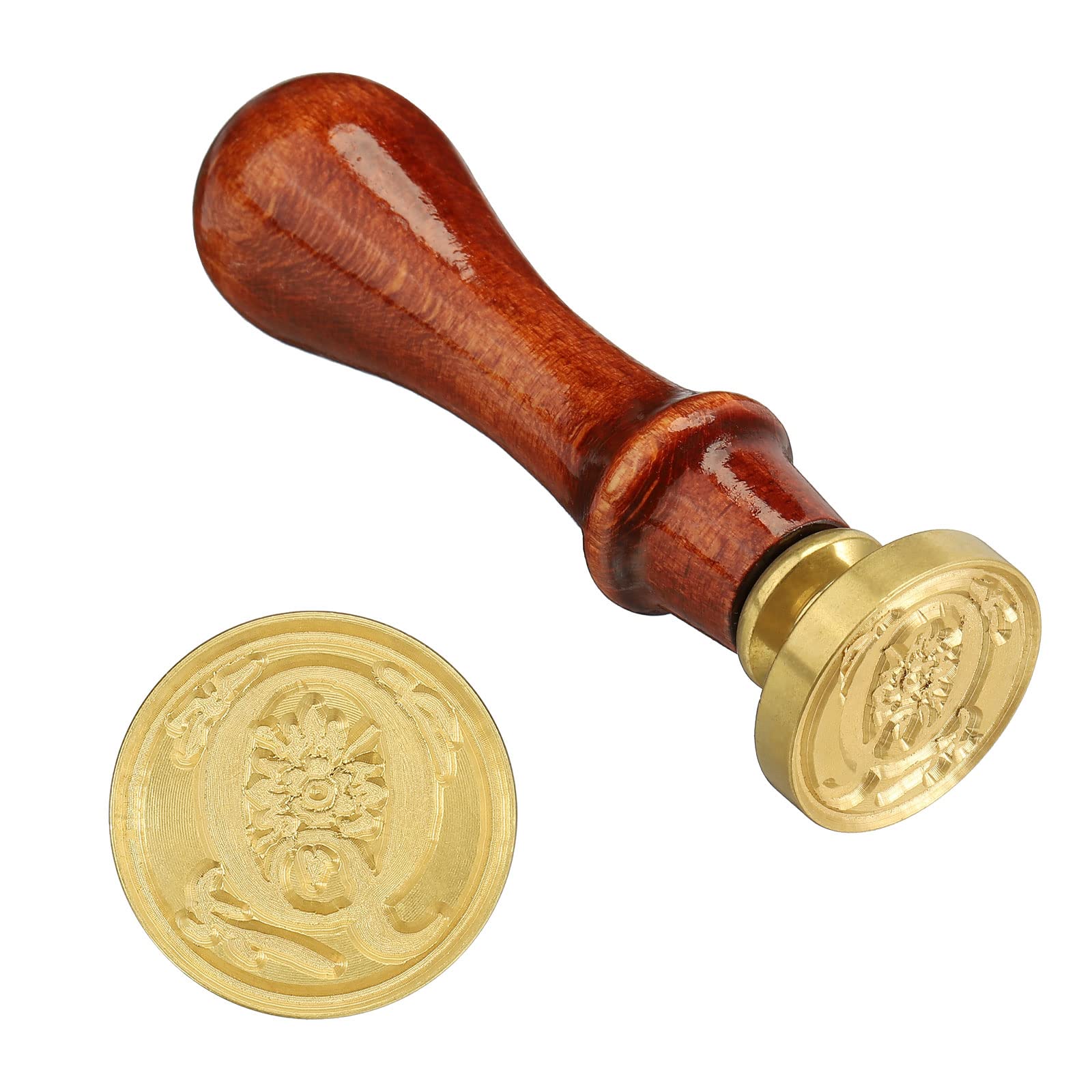 PATIKIL Letter Wax Seal Stamp, Alphabet Q Wooden Handle 25mm Removable Retro Brass Head Classic Sealing Stamp for Envelope Invitation Card Wedding Gift Decoration