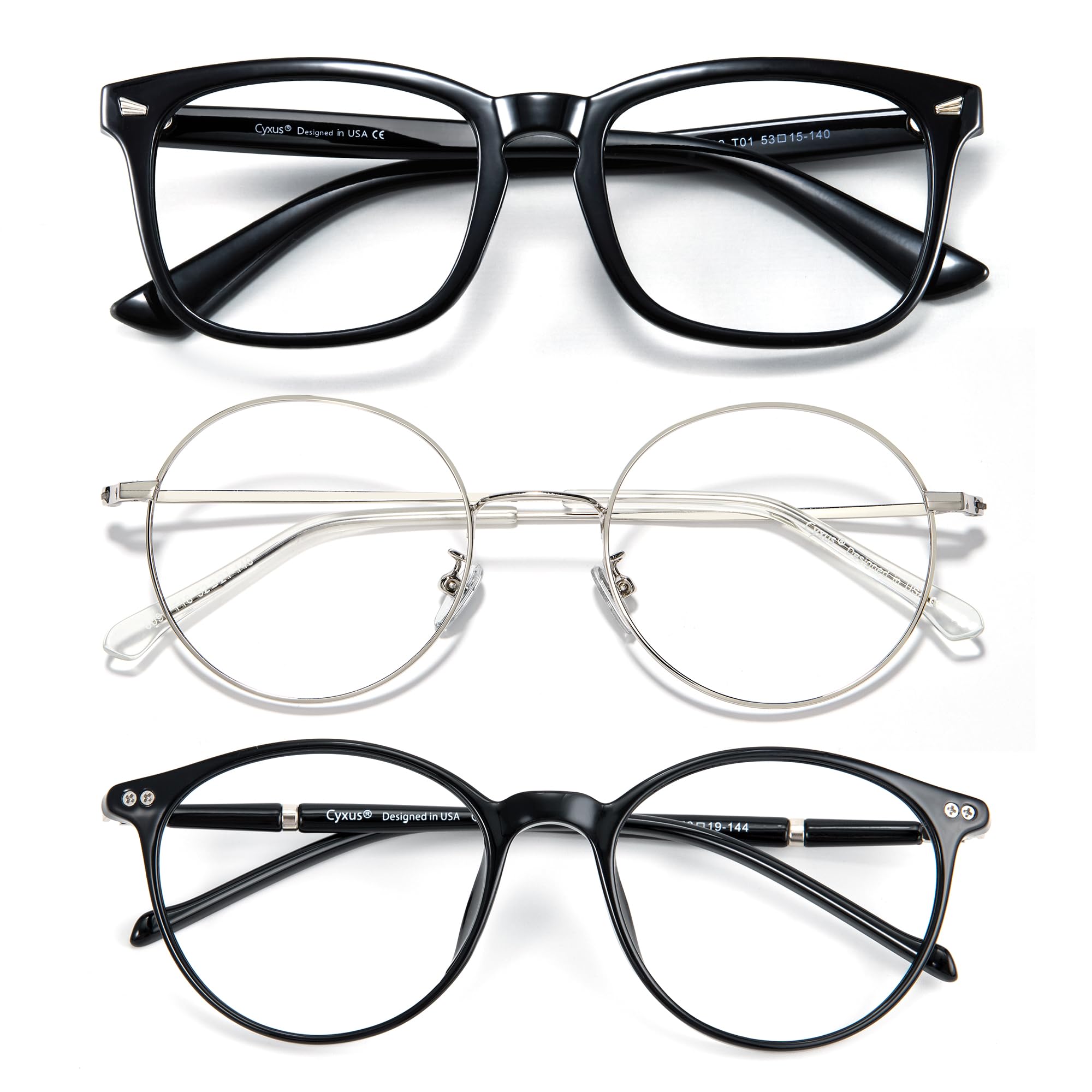 Cyxus Blue Light Glasses Anti Eyestrain Computer Eyeglasses, Clear Lens Retro Eyewear for Men and Women