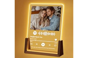Personalized Acrylic Spotify Plaque with Photo & LED – Custom Scannable Spotify Code Music Gift for Couples, Valentine’s Day 