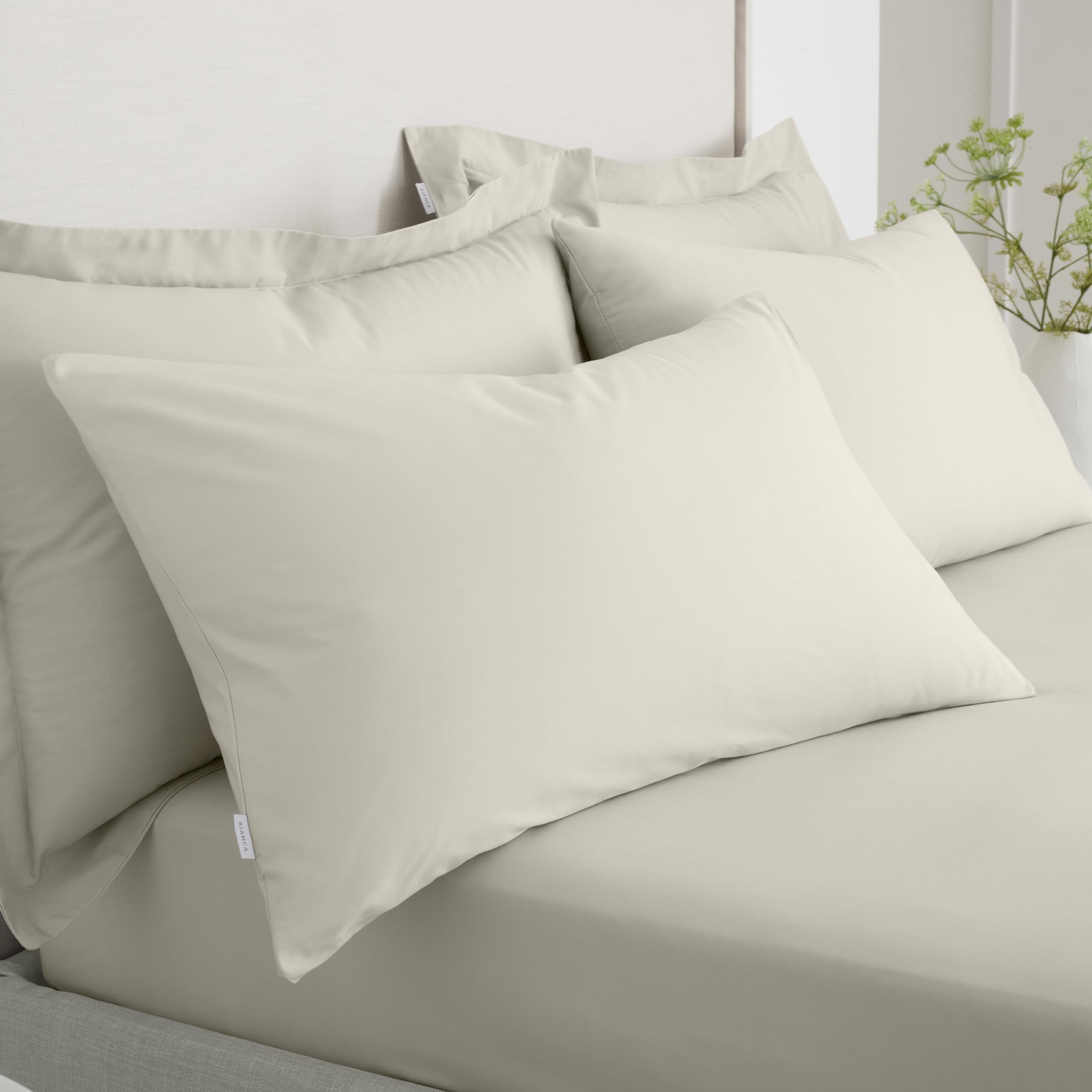 Bianca 200 Thread Count Cotton Percale Standard Pillowcase Pair Natural