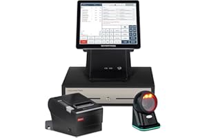 PETROSOFT All-in-One SmartPOS-129 Professional Cash Register for Small Business, POS Bundle Includes: Cashier Touch Screen Monitor, Customer-Facing Display, Cash Drawer, Thermal Printer, 2D Barcode Scanner