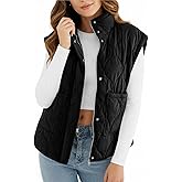 Cicy Bell Womens Quilted Puffer Vest Stand Collar Zip Up Winter Lightweight Padded Gilet Outerwear