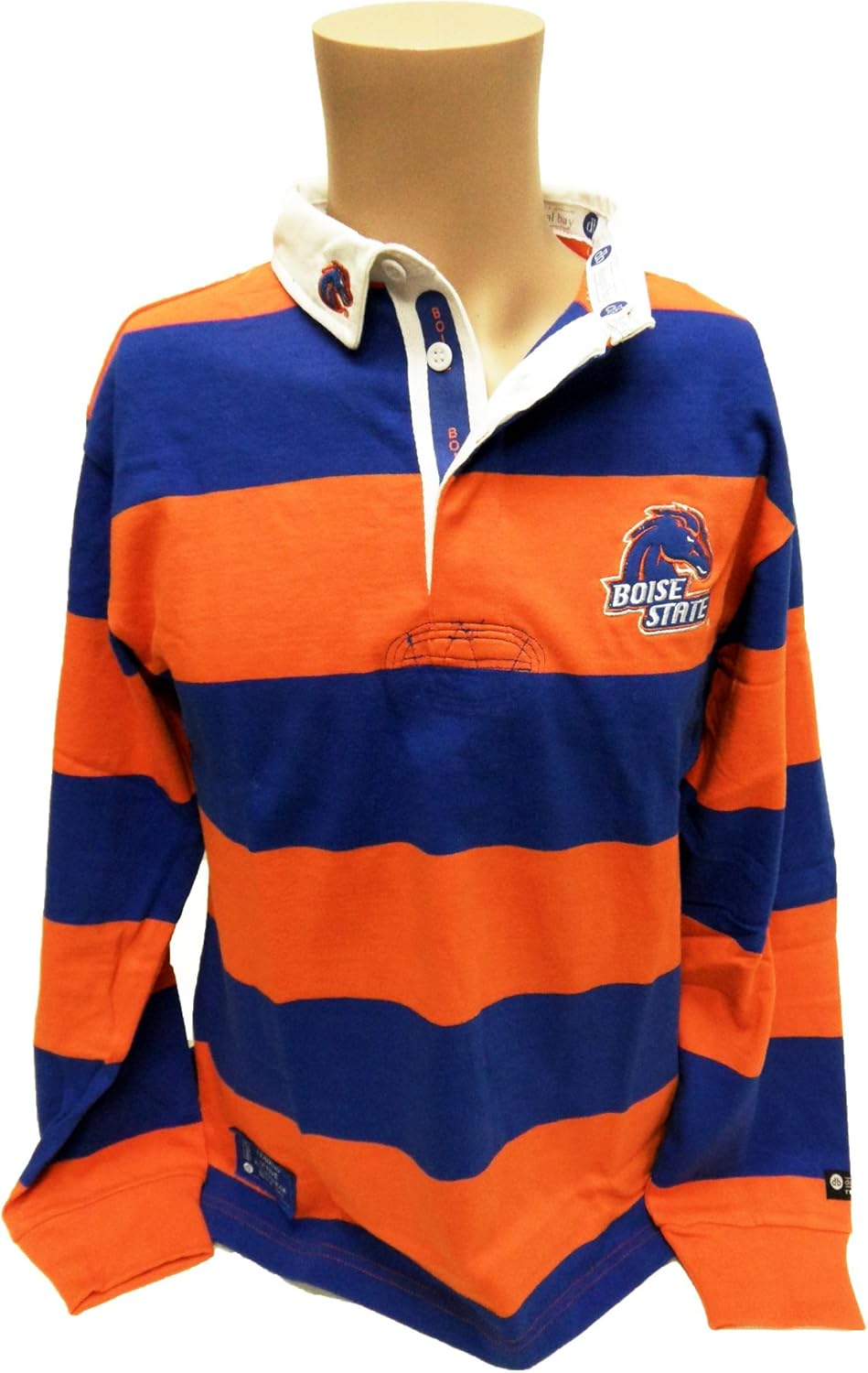NCAA Boise State Broncos Striped Men's Rugby Shirt, Large