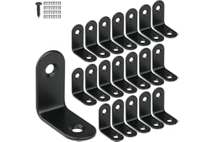 ARKS ROYAL 30mm Black Corner Brace L Bracket, 90 Degree Corner Brace Fastener Stainless Steel with Screws, 1.2″L x 0.6″W, 20pcs