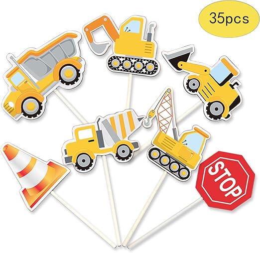 Amazon Com 35 Pack Construction Cupcake Toppers Picks Dump Truck