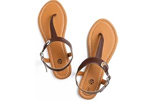 Rekayla Flat Thong Sandals with T-Strap and Adjustable Ankle Buckle for Women