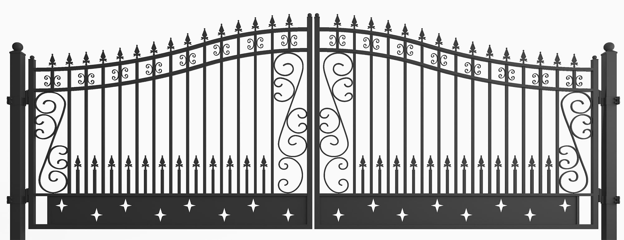 Photo 1 of ****PARTIAL SET, POLES ONLY**** Simpol Home Driveway Gate,Dual Swing Driveway Gates,Floral Pattern Design Metal Security Outdoor Gates for Yard (Black, 18 x 7 Feet)