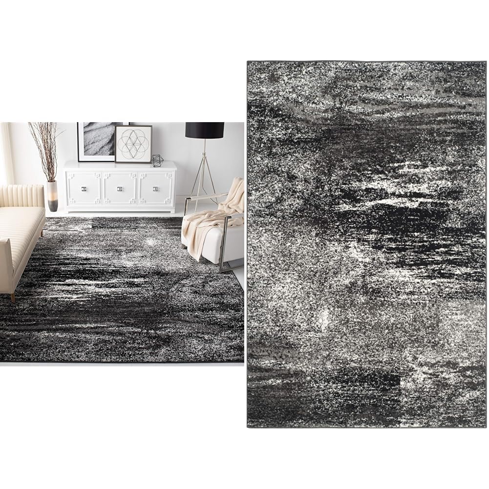 Safavieh Adirondack Silver & Black Abstract Area Rugs, 9' x 12' & 5'1" x 7'6", Polypropylene, Non-Shedding, Kid & Pet Friendly Image Safavieh Adirondack Silver & Black Abstract Area Rugs, 9' x 12' & 5'1" x 7'6", Polypropylene, Non-Shedding, Kid & Pet Friendly Image