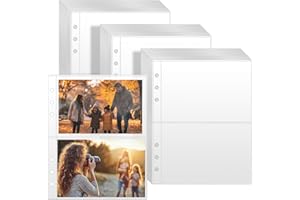 VOKOY 90 Pack Clear Binder Sleeves, Double Sided 2 Pocket Plastic Sleeves Pouch Binder Inserts Refill Sheets Protectors Photo Card Album Page Sticker Organizer for 6 Ring A5 Binder,360 Pockets