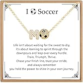 Unique Soccer Necklace for Women Initial Letter Soccer Necklace Soccer Lovers Gifts for Team Coach Mom Daughter Niece Granddaughter