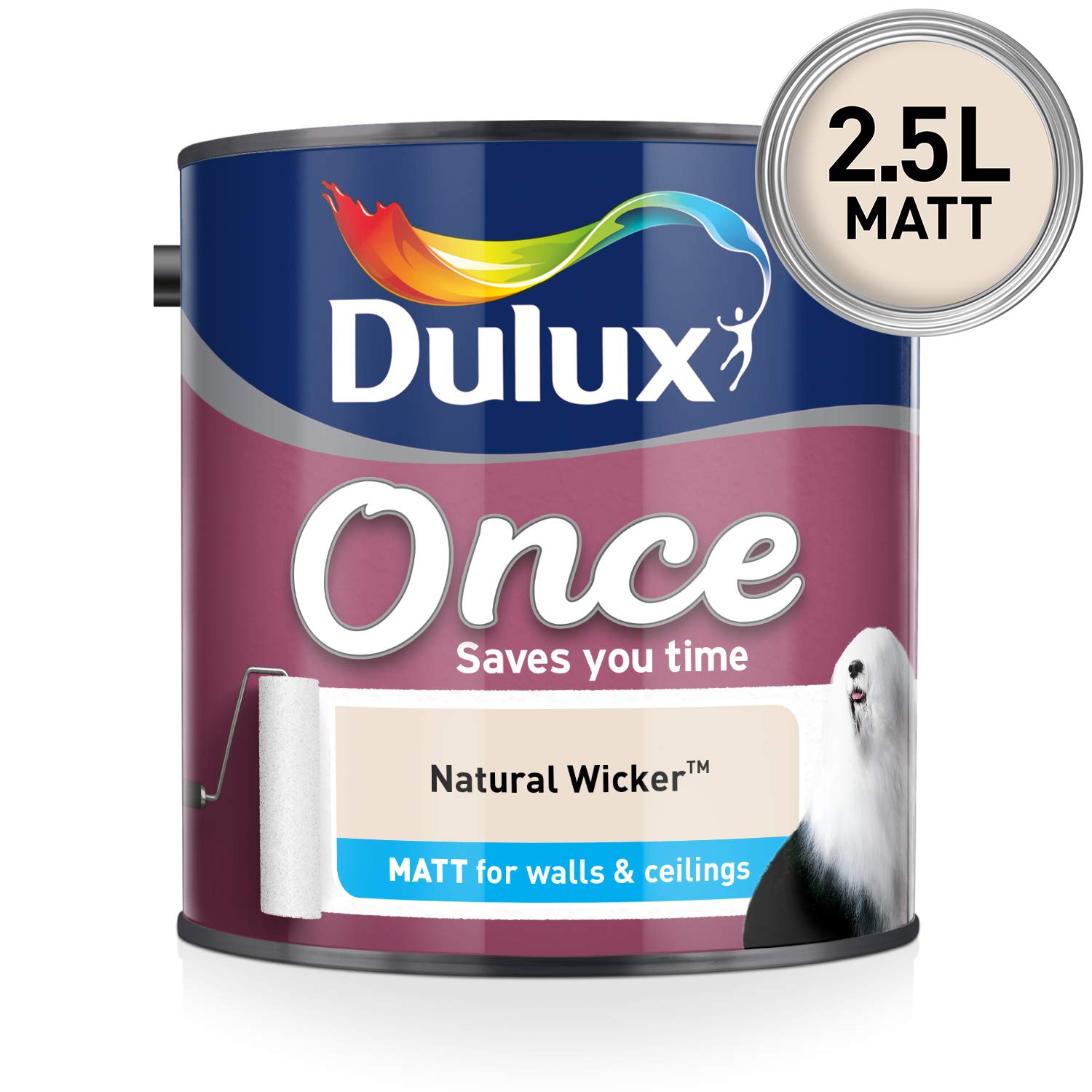 DuluxOnce Matt Emulsion Paint For Walls And Ceilings - Natural Wicker 2. 5 Litres