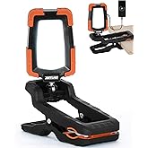 Anylight LED Rechargeable Work Light with Clamp,1600LM Magnetic Clip Work Lights with 3 Light Modes, 360° ＆ 115° Rotate Portable Clamp Work Light, IP65 Waterproof for Car Repairing, Job Site, Workshop