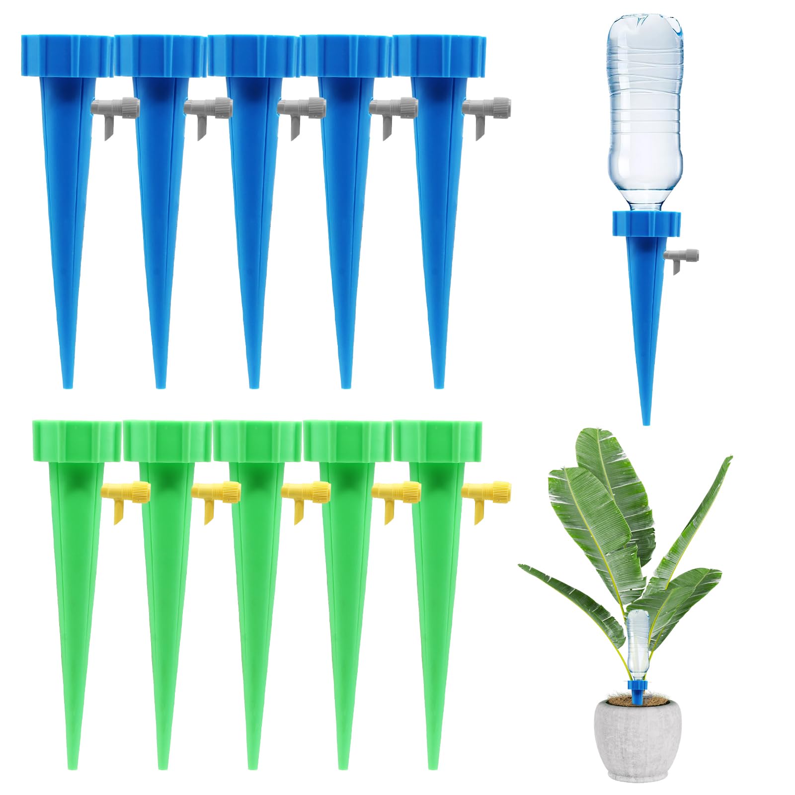Photo 1 of Uenhoy 10 Pcs Self Watering Spikes Adjustable Plant Watering Devices with Slow Release Control Valve Switch, Automatic Drip Irrigation System for Indoor and Outdoor