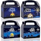HOWAF 12pcs Nativity Christmas Candy Boxes With Handle - Holy Gift Boxes for Merry Christmas Treat and Party Decoration - Jesus Holiday Paper Boxes
