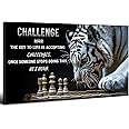 Black and White Wall Art Inspirational Wall Decor for Office Motivational Pictures Tiger Chess Canvas Prints Challenge Positive Quotes Painting Modern Artwork Bedroom Living Room Decoration 24x48"