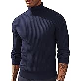 PJ PAUL JONES Men's Slim Fit Turtleneck Sweater Casual Ribbed Knitted Pullover Sweaters