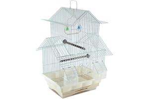 EDM Small White 18-inch Bird CAGE for Small Finch Quaker Parrots Cockatiels Green Cheek Conure Perfect Bird Travel Cage and Hanging Bird House