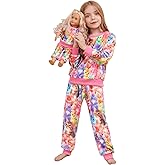 QPANCY Matching Doll & Girls Fleece Pjs Set kids Fall Winter Long Sleeve Sleepwear 2 Piece Pajamas