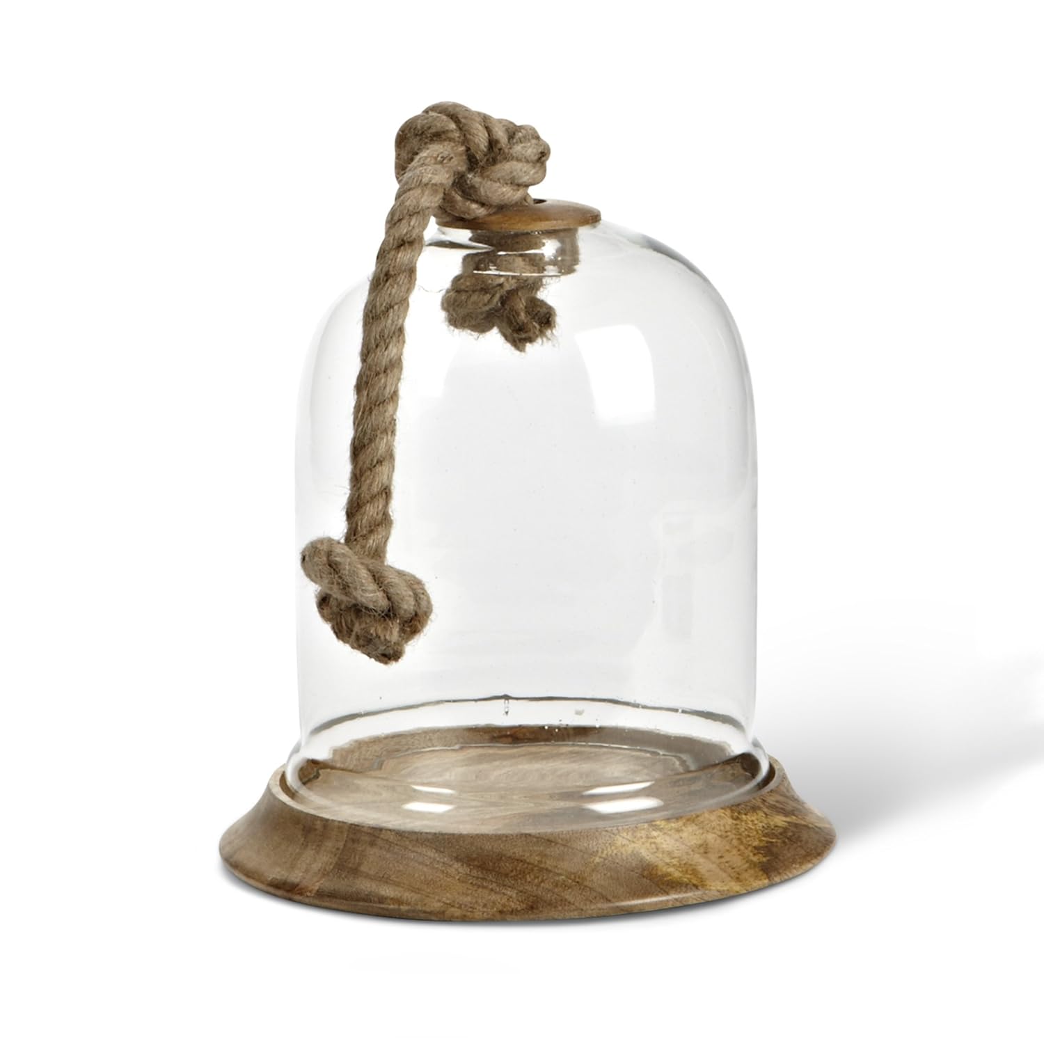 Abbott Collection Glass Cloche Candle Holder with Wood Base
