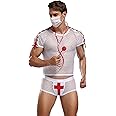 URVIP Mens Sexy Lingerie Set Role Play Nurse Doctor Fun Uniform Night Club Costume Outfit
