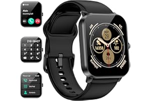 QONBINK Smart Watch, Smartwatches for Men Women, 1.85" HD Fitness Tracker (Answer/Make Calls), 120+ Sport Modes, IP68 Waterproof Fitness Watch, Heart Rate/Sleep Monitor, Smartwatch for Android iOS (Black)