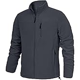 LZACTOIN-X Men's Fleece Jacket Full Zip Lightweight Outerwear Jackets Multi-Pockets Soft Warm Winter Coats for Hiking Travel