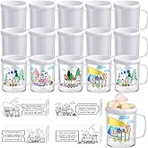 Nitial 16 Pcs Winter Express DIY Mugs for Kids 10 oz Christmas Color Your Own Cups Design Your Own Mugs Winter Holiday Crafts for Kids Activities Craft Xmas Party Holiday Supplies