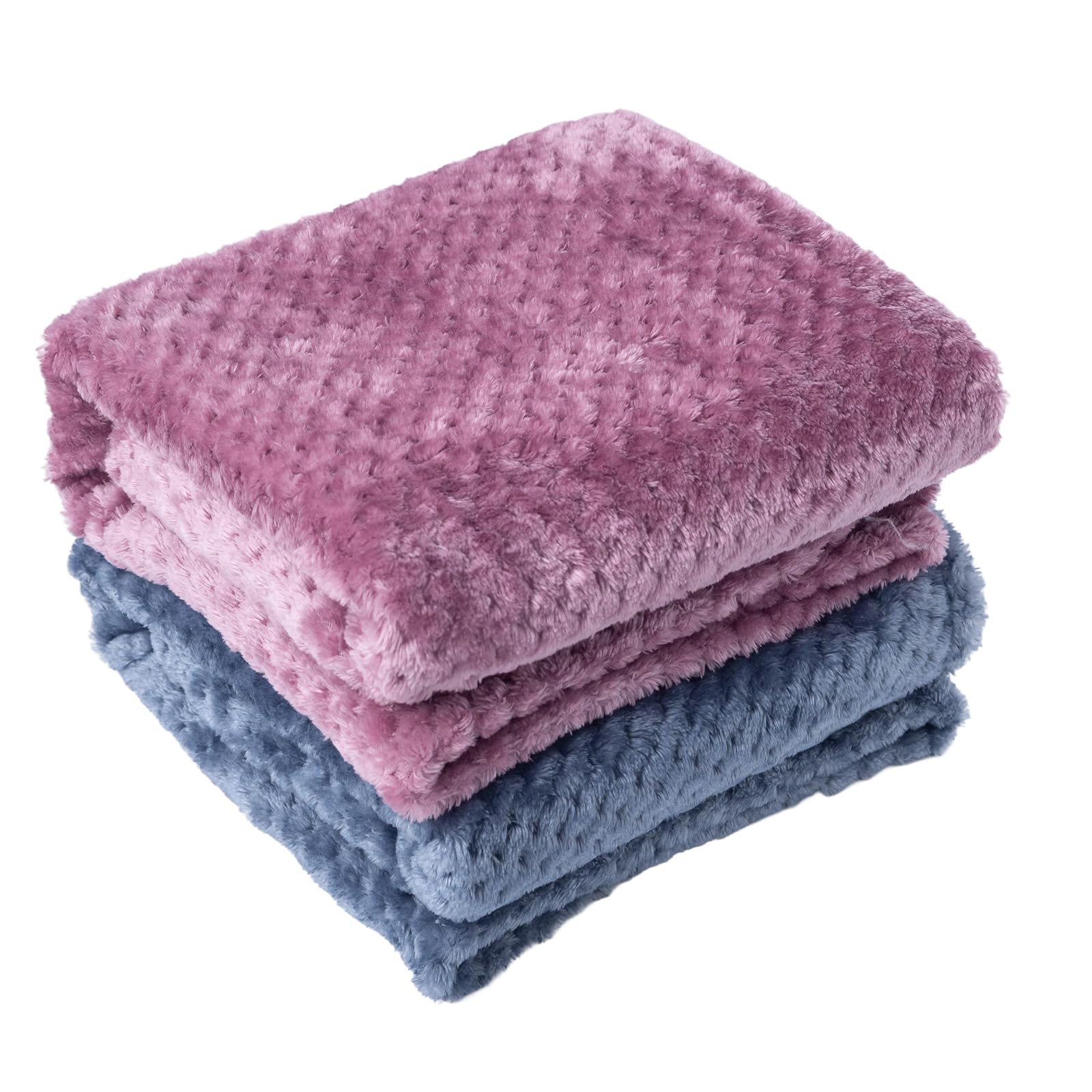 SLSON 2 Pack Pet Blankets for Puppies, Washable Dog Blankets for Small Dogs Pet Throw Blanke for Bed Covers, Couch, Sofa, Crate, Warm Soft Cat Blankets for Indoor Cats (Purple and Dark Blue)