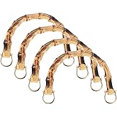 PATIKIL Bamboo Purse Handles, 4 Pcs U-Shaped Replacement Handmade Handbag Handles with Metal Buckle for Tote Bag Purse Making Decorations, Wood