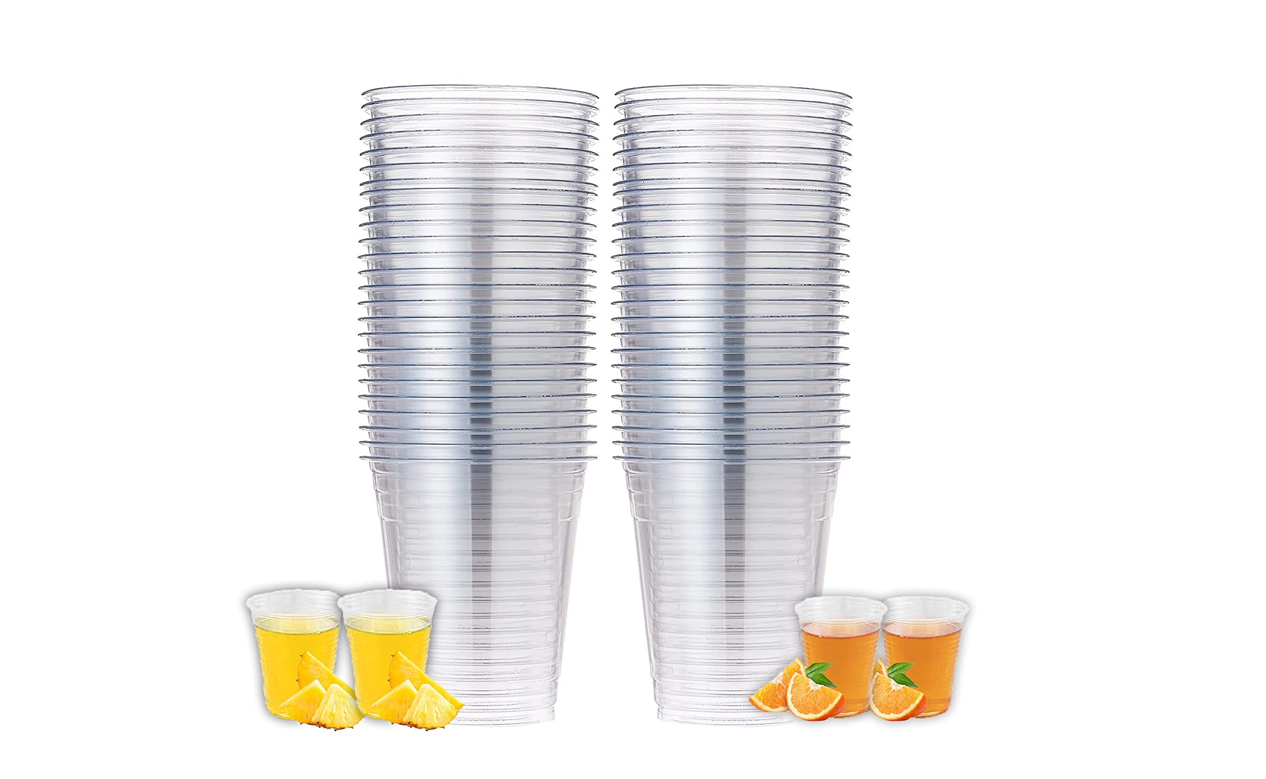 XIMOGO Small Clear Plastic Cups, 70z100 Pack 180ml Heavy Weight (2.5 gram per pcs) Disposable Cocktail Glasses, Premium Drinking Cups for Cold Drinks, Parties, Travel & Camping.