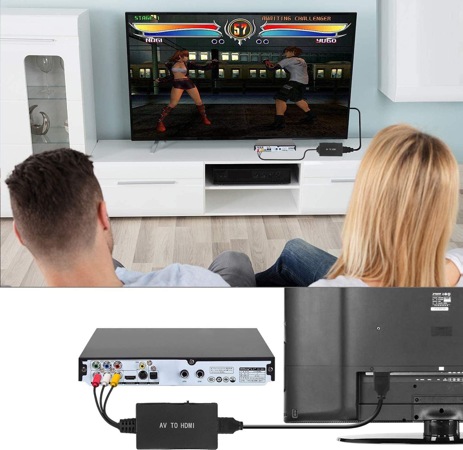 RCA to HDMI Converter, Composite to HDMI Adapter Support 1080P PAL/NTSC Compatible with WII, WII U, PS one, PS2, PS3, STB, Xbox, VHS, VCR, Blue-Ray DVD Players: Electronics