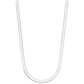 Miabella Italian Solid 925 Sterling Silver, 18Kt Gold Plated 4.5mm Flexible Flat Herringbone Chain Necklace Women, Made in Italy